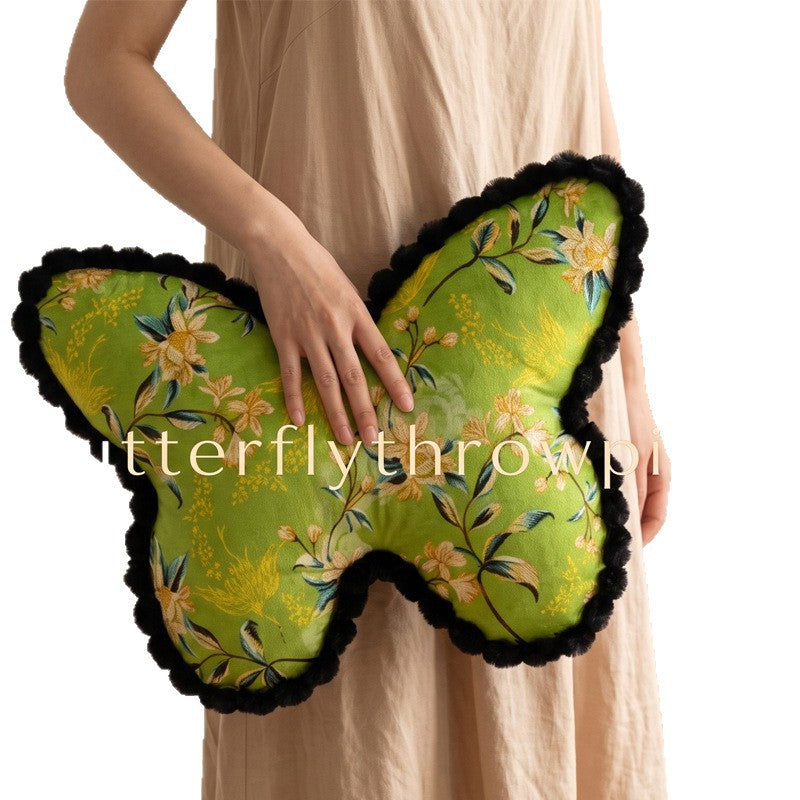 French-style thickened butterfly throw pillow - premium chair cushion, home sofa bed headrest, tatami floor mat