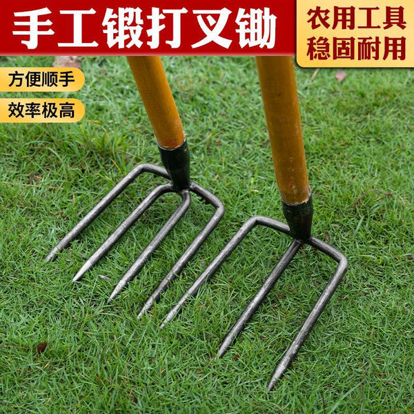 Steel rake Multi-toothed rake Two-toothed three-toothed four-toothed rake Catch the sea and turn the ground to plan sweet potatoes and peanuts Weeding Household grappling hook rake