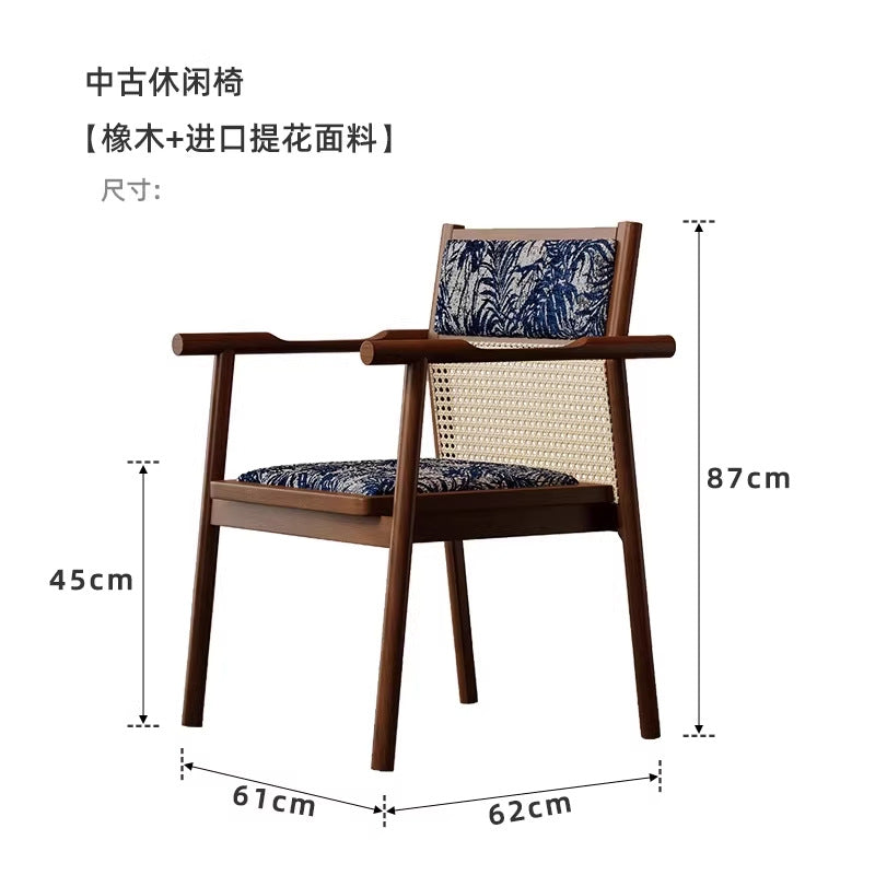 Second-hand style solid wood single chair dining chair desk chair living room balcony casual armchair tea table host chair
