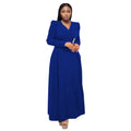C7411 cross-border   fashion women's elegant waist-cinching criss-cross collar long-sleeve dress