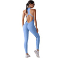 pure color high-strength tight-fitting naked sports beautiful back long one-piece yoga clothes running fitness jumpsuit for women