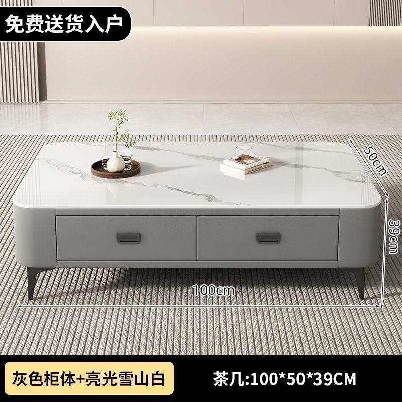 Tv cabinet coffee table living room for home small apartment 2025 modern casual tea table scandinavian floor-to-ceiling glass coffee table combination