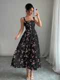 new floral print dress - spring/summer/autumn women's v-neck, slim-fit, a-line maxi dress