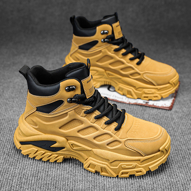 Workwear men's shoes winter non-sliphikingbootsmenthick soleheight increasingdad shoessportscasualhigh top trendy shoes