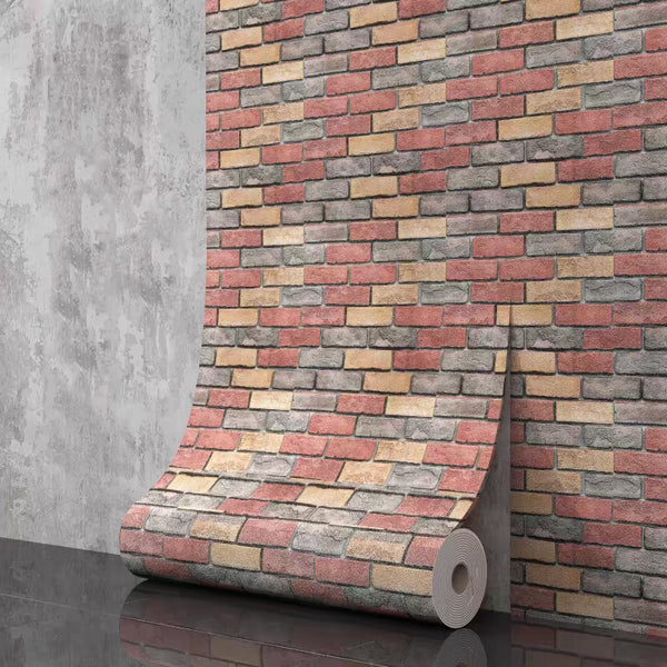 Self-adhesive wallpaper retro brick pattern wall sticker waterproof and moisture-proof 3D wallpaper living room decoration store facade full of stickers