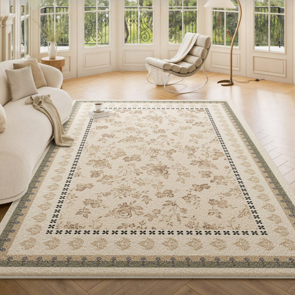 Carpet living room no-wash and wipeable medieval cream style soundproof bedside bedroom non-slip sofa floor mat full coverage large area