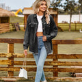 Fashion cross-border  autumn independent station  new arrival denim raw edge washed tassel topscasual shirt for women