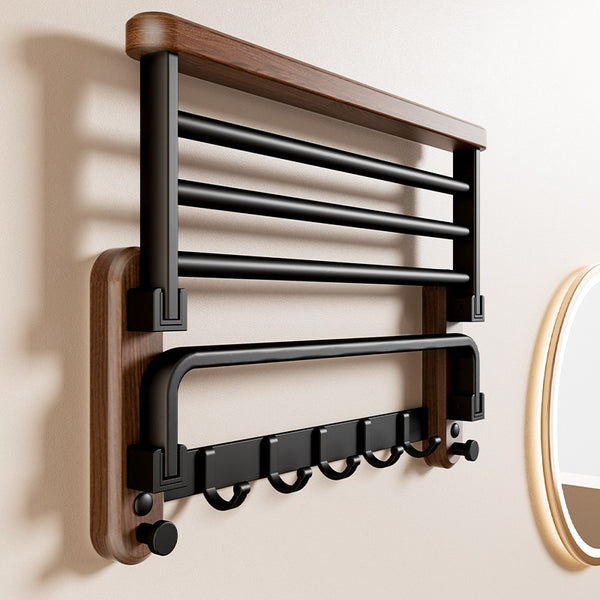 Walnut towel rack No punching toilet High-end bath towel rack Bathroom rack Toilet toilet pendant