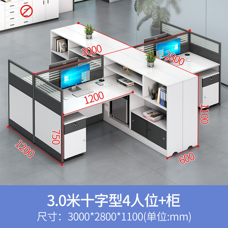 Office desk and chair set for staff, financial employees, and workstations - 2/4 seater facing desk office table