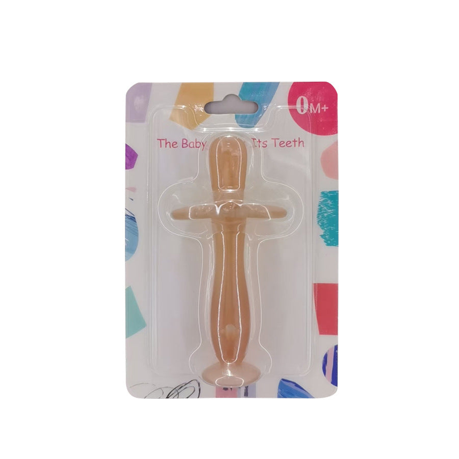 English card baby toothpaste silicone baby soothing molar toy newborn teething period silicone molar stick