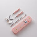 Cute stainless steel cutlery set with stylish ceramic handles - portable student dinnerware, kids' chopsticks and spoon set
