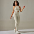 European and american seamless yoga outfit for women: shaping top, sports tank top, high-waisted tummy control leggings, fitness set