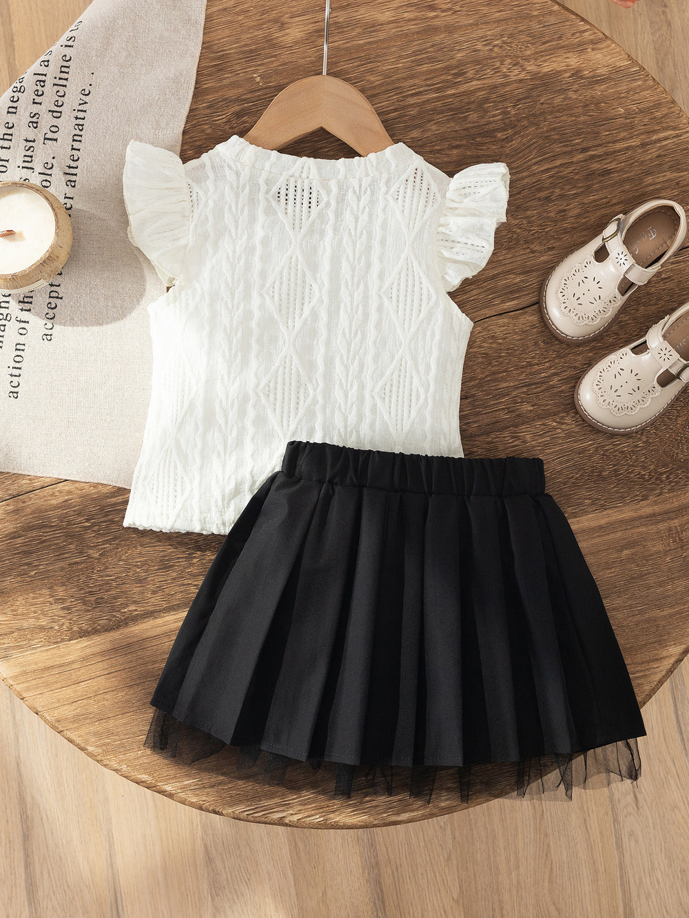 cross-border girls' fashion set: european & american style floral solid color halter top + a-line pleated skirt two-piece outfit