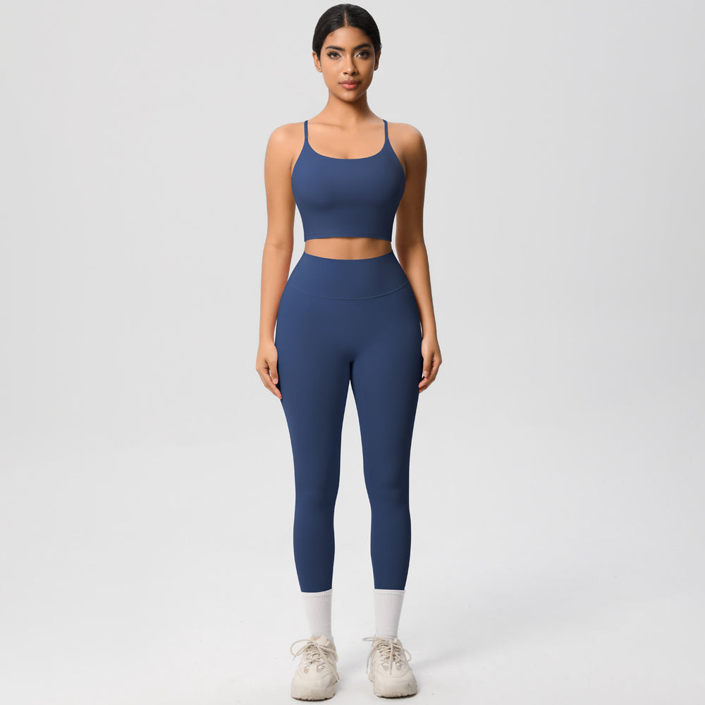 New cloud-feel tank top sports bra yoga set - quick-dry, compression fit, running & casual fitness two-piece outfit