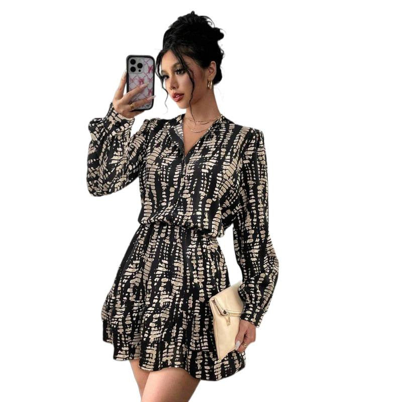 fashion  autumn new arrivalelegantv neck lantern sleeve ruffles long sleevesshortdress