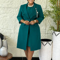 D610 european and american style elegant stretch slim-fit solid color blazer and slip dress two-piece set - african fashion outfit