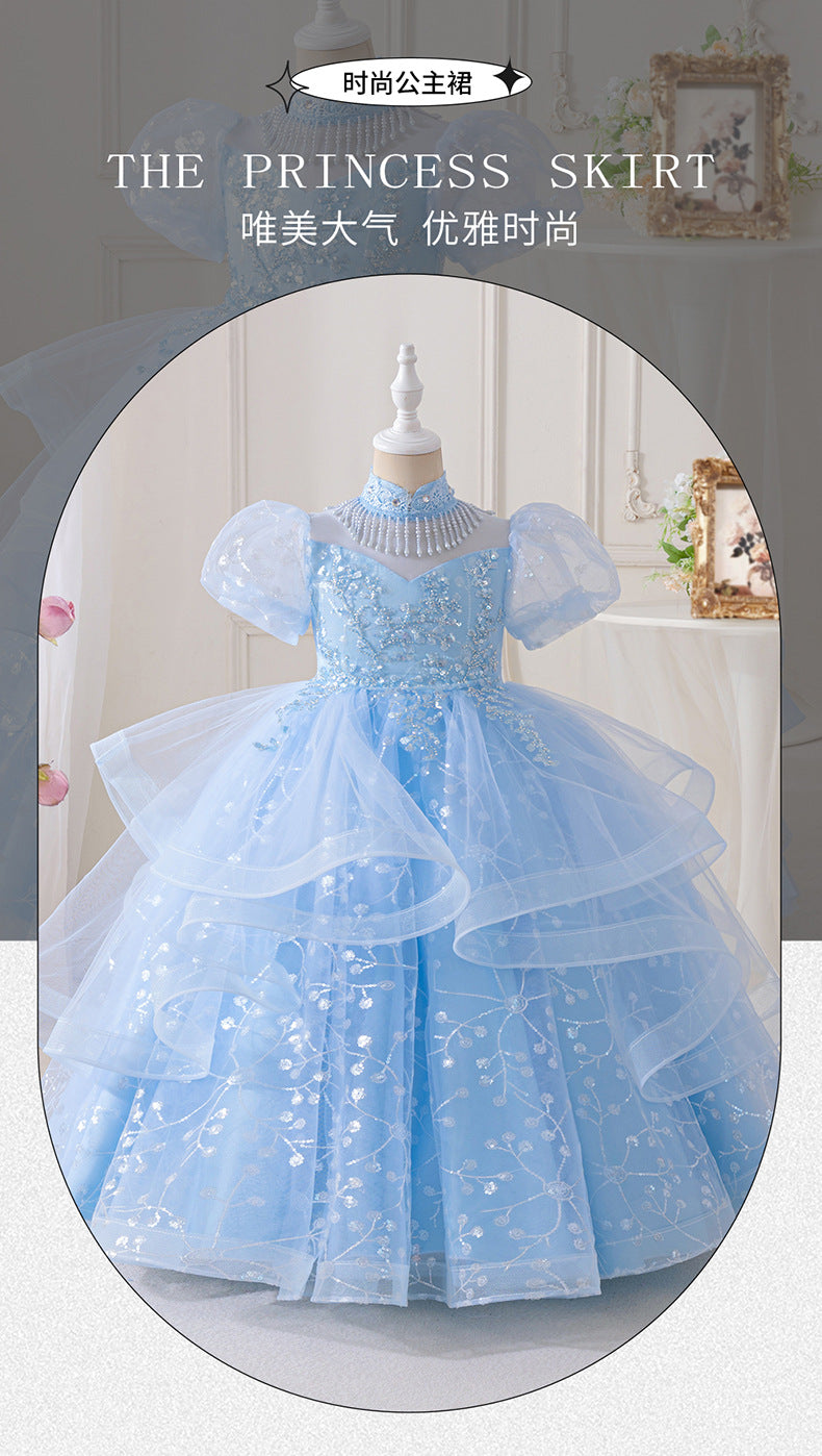 Ready-to-ship, hot-selling girls' dresses: flower girl dresses, wedding dresses, evening gowns. elegant, high-end runway style, little girl's accessible luxury dresses