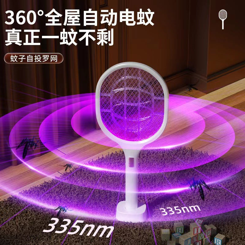 Electric mosquito swatter two-in-one rechargeable household mosquito killer lithium battery electric mosquito swatter mosquito killer lamp fly swatter one piece dropshipping