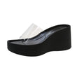 Height increasing thick sole half slippers high heel sandals new arrival women's shoes crystal wedge transparent one-line slippers women