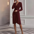 women's summer dress - european & american cross-border fashion - high-quality, textured, pleated solid color dress