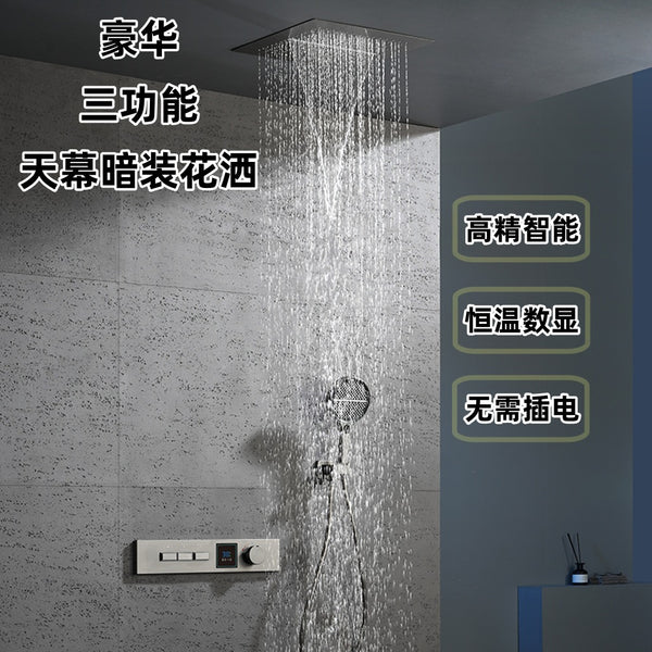New all-copper wall-mounted concealed shower set Embedded thermostatic shower Hidden shower waterfall outlet