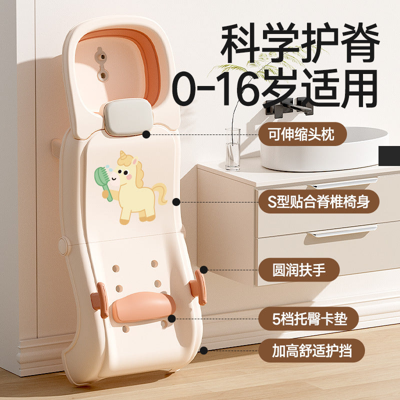 Foldable baby bath chair - anti-slip, reclining design for easy hair washing at home