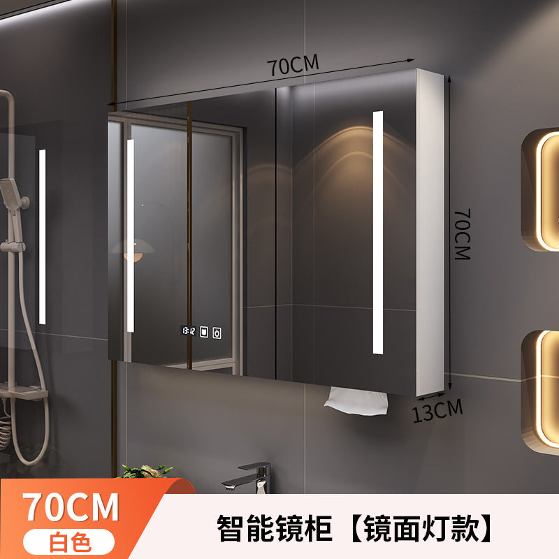 Smart bathroom mirror Solid wood separate wall-mounted bathroom mirror cabinet Locker Toilet storage locker Mirror