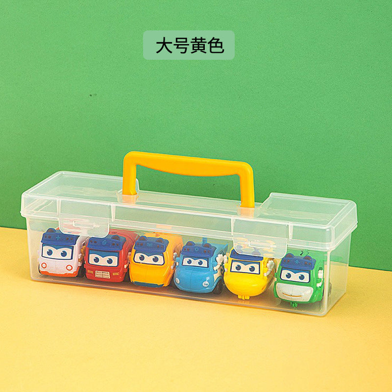 Children's toy car ornament desktop mini car portable storage box transparent square model storage finishing box