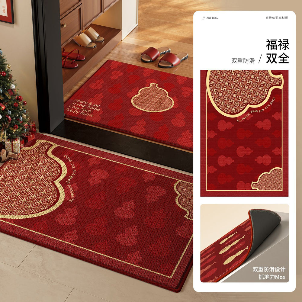 New year's festive doormat - home entrance mat, welcome mat, housewarming rug, red floor mat, 2026 new anti-slip mat