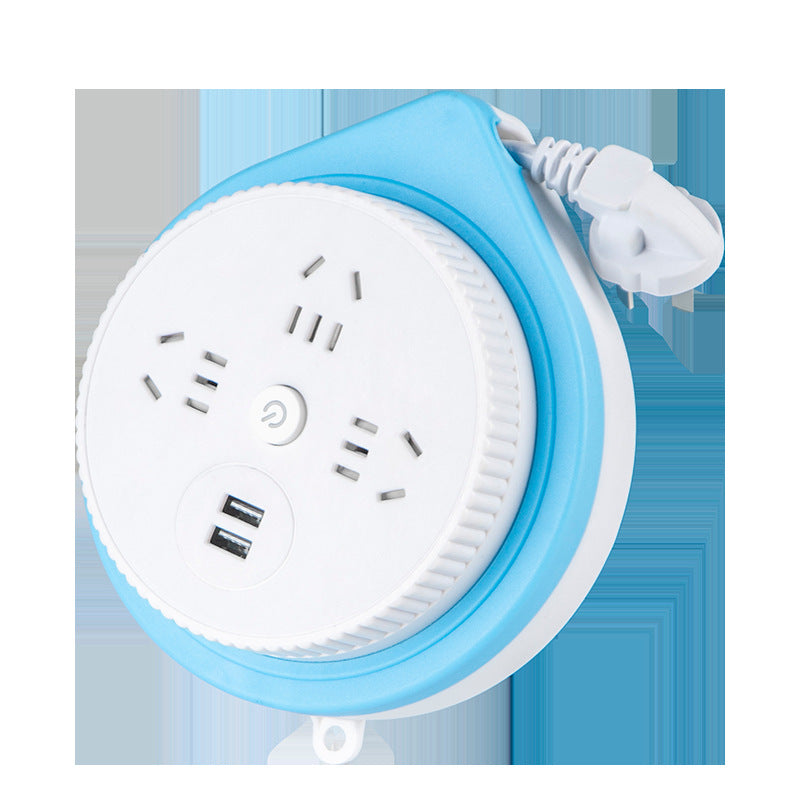 Retractable storage socket with cable power strip Multifunctional with USB plug-in board Porous plug-in board Electric plug Drag cable