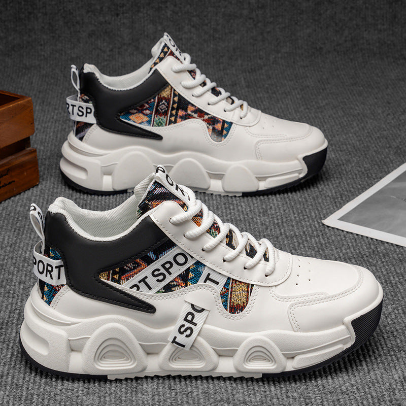 2025 spring new high-top breathable versatile casual men's shoes youth running thick-soled non-slip athletic dad shoes
