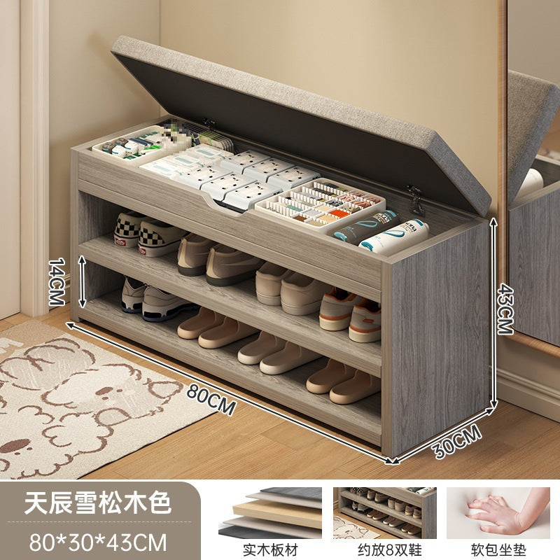 At the beginning of one piece, the shoe change stool is at the door of the household, the shoe rack can be seated at the door, the shoe cabinet is integrated with the stool, the entrance cabinet, and the storage cabinet.