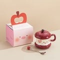 Piggy apple mug ceramic cup underglaze ribbon lid home design cup office coffee cup wholesale