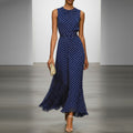 women's summer new arrivals:  cross-border fashion - elegant, figure-flattering, tie-waist polka dot dress (us/europe style)