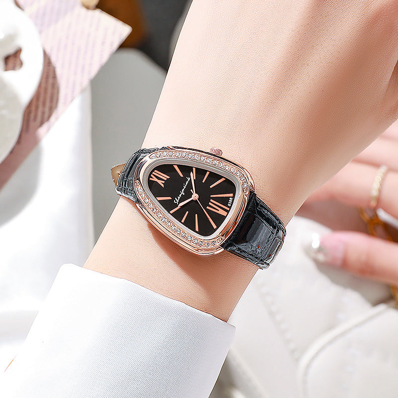 Shangmei cross-border new arrival small thin strap snake-shaped women's fashion watch student with diamond casualtrendy quartz watch