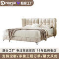 Foshan factory french cream style muscle bed chenille fabric italian normcorepopular master bedroom double bed personalized