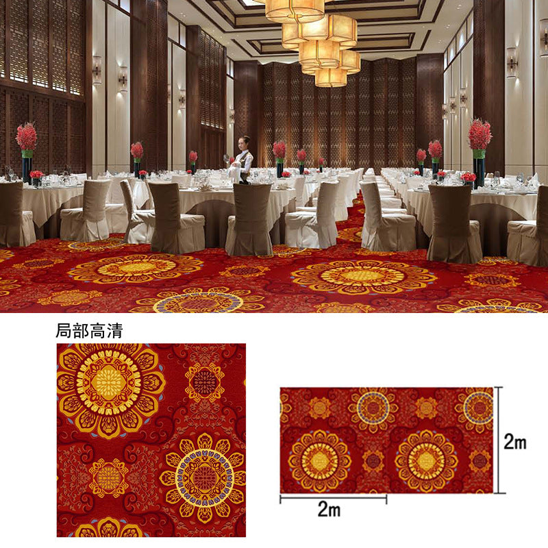 New chinoiserie hotel banquet hall carpet nylon 800g thickened fire retardant 4m large sheets whole patchwork commercial