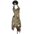 European and american cross-border sexy women's clothing:  summer new halter neck backless leopard print asymmetrical dress