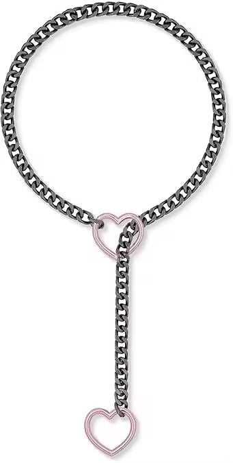 Amazon new arrivalcolorful double heart necklace punk cuban adjustable women's clavicle chain necklace necklace wholesale