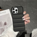 3d cat ear striped case for apple 17 pro max iphone 16 - large hole side cat paw soft case