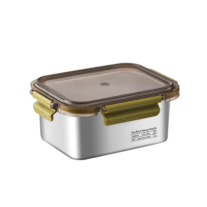portable 304 stainless steel fruit and vegetable fresh-keeping lunch box large-capacity sealed combination with lid