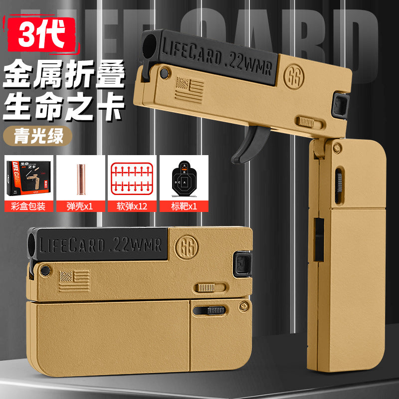 new arrival alloy folding spray life card toy gun can launch soft bullets security pistol kids boys