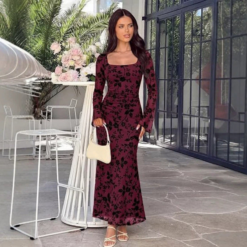 dopamine  autumn new arrival: high-end, elegant, and effortless long-sleeve mesh maxi dress