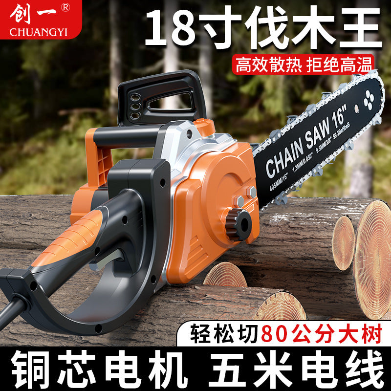 Chuangyi electric chain sawfor homehigh power handheld electric saw logging saw woodworking satchel small chain saw tree felling machine