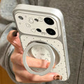 Cartoon polka dot bunny stand compatible iphone 17 case, iphone 16 drop-proof electroplated corning glass case 15