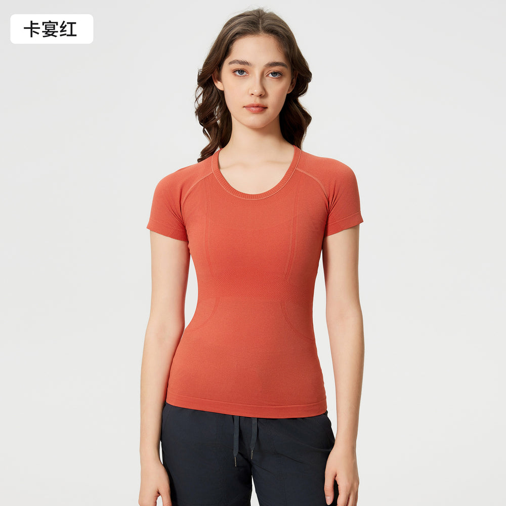 Spring/summer new women's short-sleeve crew neck sports t-shirt - running, fitness, slim-fit, breathable yoga top - s2067