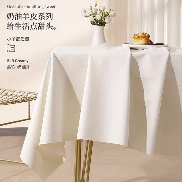 Cream wind lambskin tablecloth atmosphere leave-in oil-proof waterproof non-slip coffee table cloth dining table tablecloth round table anti-scalding