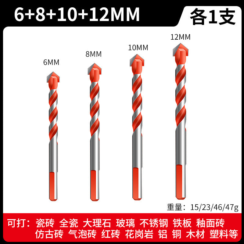Tile drill bit concrete drilling hole opening overlord drill alloy triangle drill 6mm glass cement large full electric hand drill