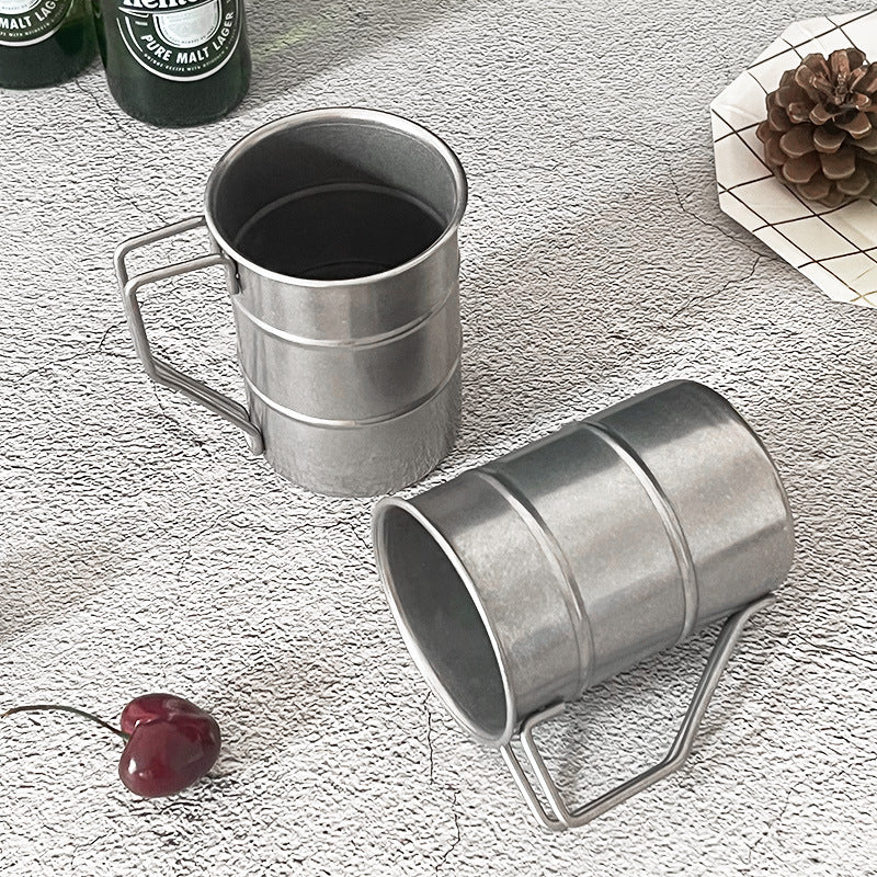 Frosted retro stainless steel mug - coffee cup, commercial creative outdoor camping picnic water cup, beer mug
