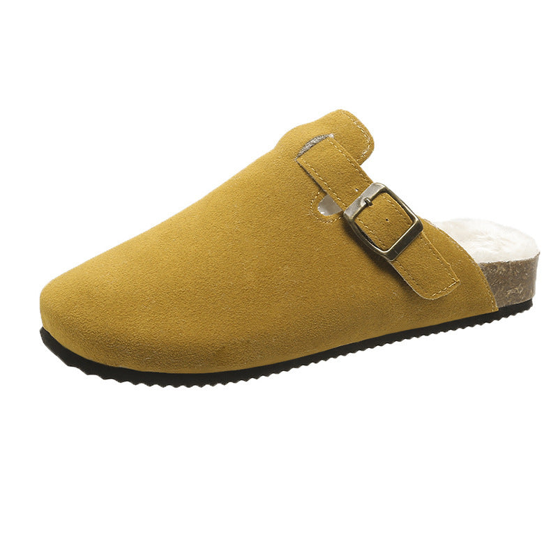 Plus size women's cork bottom slippers cross-border export baotou half slippers birkenstock shoes soft bottom roman shoes 35-46 wholesale